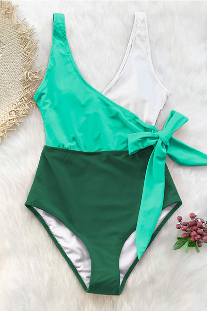 CUPSHE Women'S One Piece Swimsuit Wrap Color Block Tie Side Bathing Suit Apparel & Accessories > Clothing > Swimwear Kylie Max   
