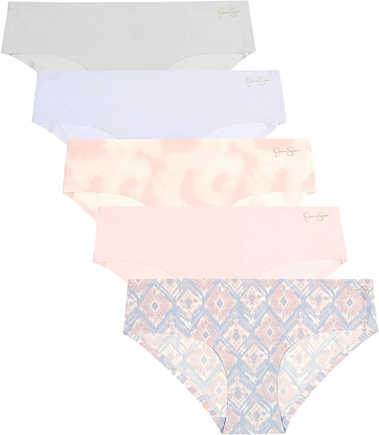 Jessica Simpson Women'S Underwear - Seamless Hipster Briefs (3/5/6 Pack) Apparel & Accessories > Clothing > Underwear & Socks > Underwear Jessica Simpson (5-pack) Ikat Print/Egret/Tie Dye/Blue/Micro Chip X-Large 