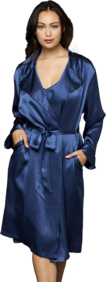 Julianna Rae Women'S Estelle 100% Silk Robe Apparel & Accessories > Clothing > Sleepwear & Loungewear > Robes Julianna Rae Infinity Small 
