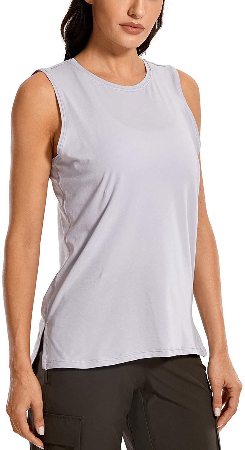CRZ YOGA Women'S Pima Cotton Workout Tank Tops Loose Fit Yoga Sleeveless Shirts Muscle Tank Apparel & Accessories > Clothing > Activewear Kylie Max   