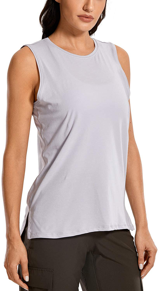 CRZ YOGA Women'S Pima Cotton Workout Tank Tops Loose Fit Yoga Sleeveless Shirts Muscle Tank Apparel & Accessories > Clothing > Activewear Kylie Max   