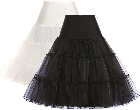 GRACE KARIN Women 50S Petticoat Skirts Tutu Crinoline Underskirt CL008922 Apparel & Accessories > Clothing > Underwear & Socks > Shapewear GRACE KARIN 2-pack（black+ivory） Large 