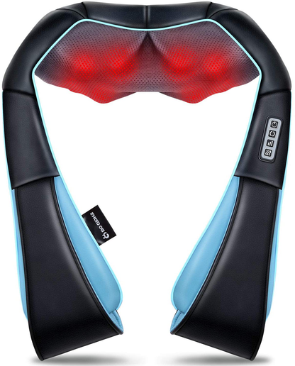 Shiatsu Back Shoulder and Neck Massager with Heat, Electric Deep Tissue 4D Kneading Massage for Shoulder, Back and Neck, Best Gifts for Women Men Mom Dad Arts & Entertainment > Party & Celebration > Gift Giving MoCuishle Blue  