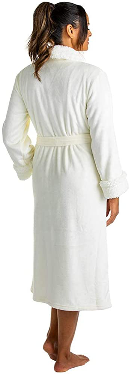 Softies Women'S Plush Sherpa Robe with Contrast Trim Apparel & Accessories > Clothing > Sleepwear & Loungewear > Robes Kylie Max   