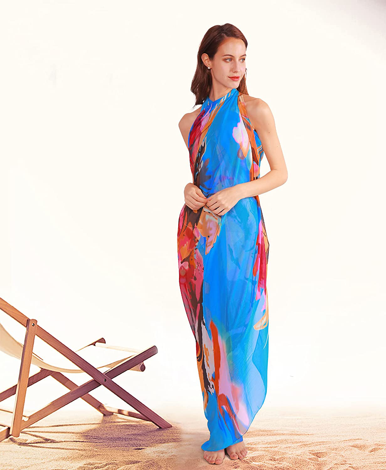 Missshorthair Womens Chiffon Beach Pareos Sarong Sheer Swimsuit Cover Ups Swimwear Bikini Wrap Apparel & Accessories > Clothing > Swimwear Kylie Max   