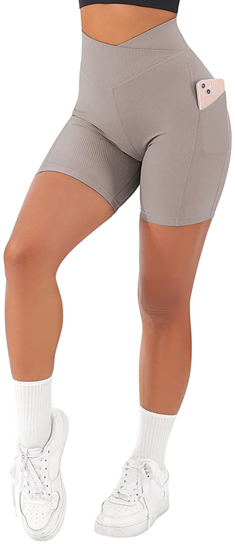 SUUKSESS Women Cross Workout Shorts with Pockets 5" High Waist Booty Biker Short Apparel & Accessories > Clothing > Shorts Kylie Max   