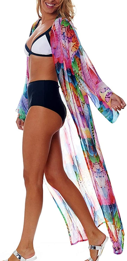 Wander Agio Womens Bikini Cover Ups Beach Casual Dress Coverup Swimsuits Long Cardigan Buttons Chiffon Apparel & Accessories > Clothing > Swimwear Kylie Max   