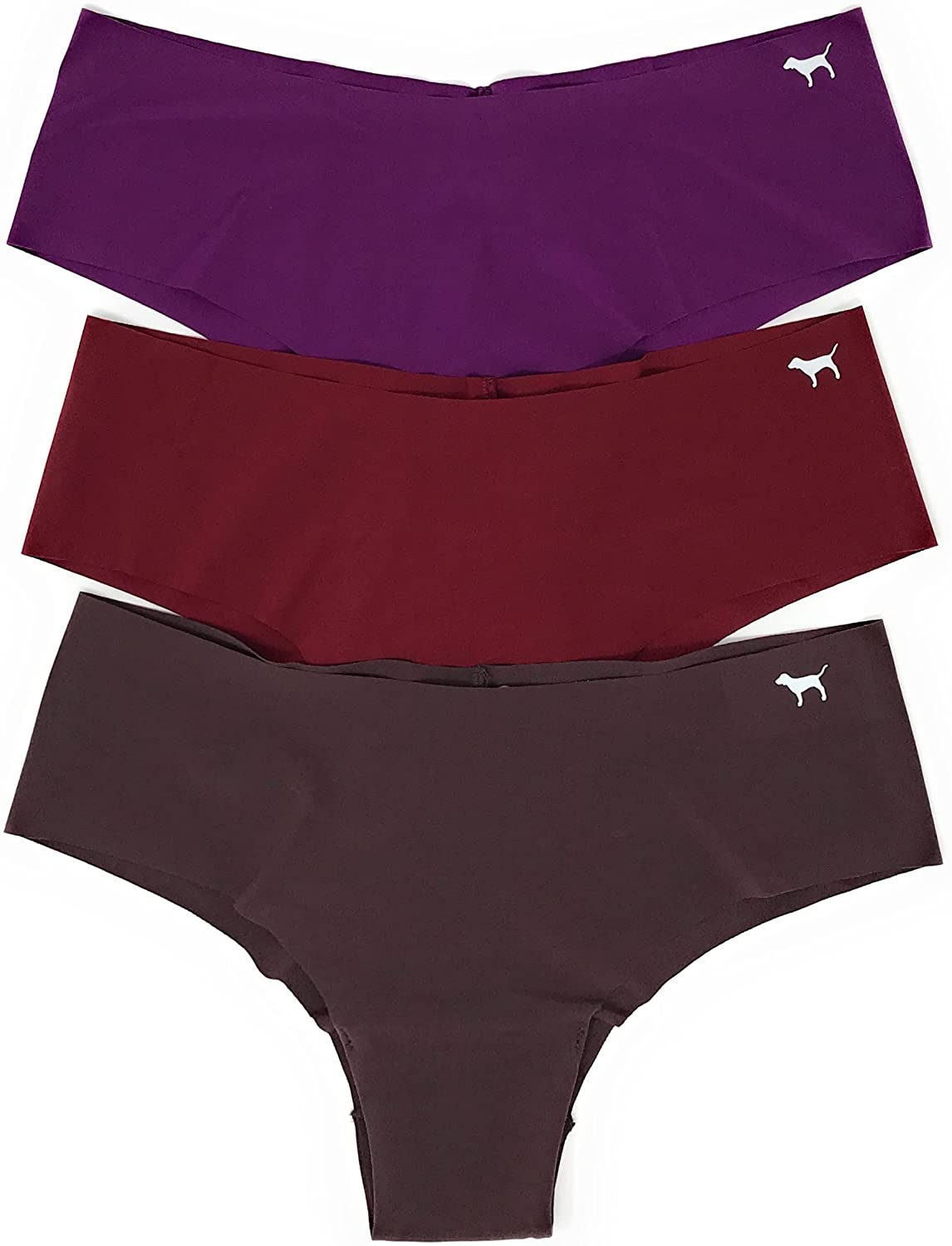 Victoria'S Secret Pink Cheekster Panty Set of 3  Victoria's Secret No Show Violet / Cranberry / Burnt Umber Small 