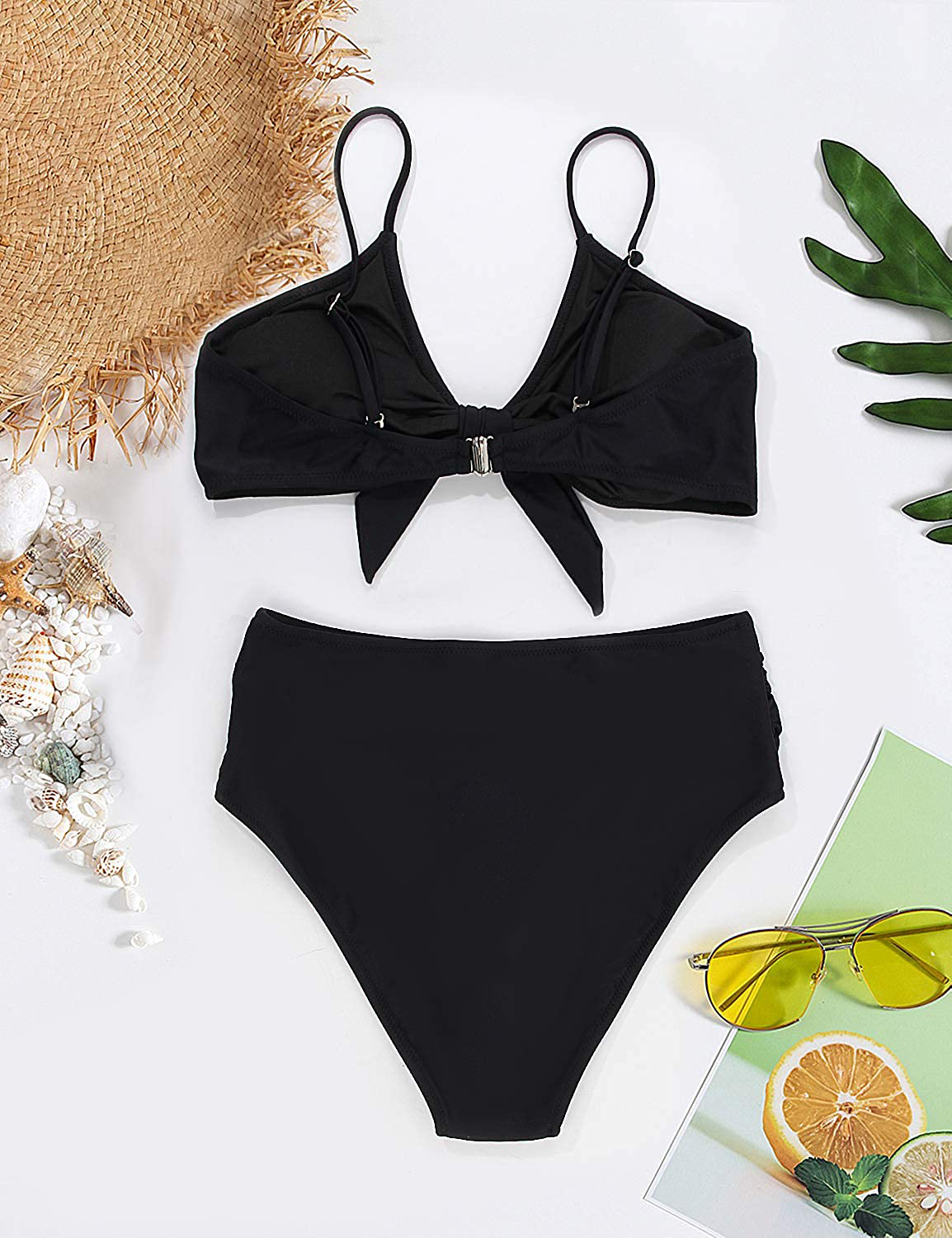 Blooming Jelly Womens High Waisted Bikini Set Tie Knot High Rise Two Piece Swimsuits Bathing Suits  Kylie Max   