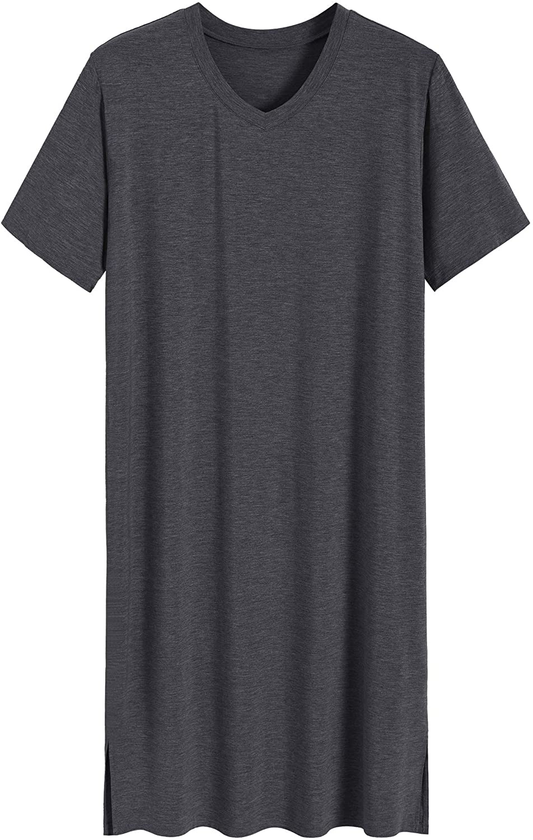 Latuza Men'S Bamboo Viscose Nightshirt Short Sleeves Sleep Shirt Apparel & Accessories > Clothing > Sleepwear & Loungewear > Nightgowns Kylie Max   