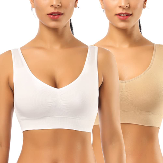BESTENA Comfort Bra, 2 Pack Seamless Removable Pads Sleep Bras, Yoga Bra, Sports Bras for Women Apparel & Accessories > Clothing > Underwear & Socks > Bras Kylie Max   