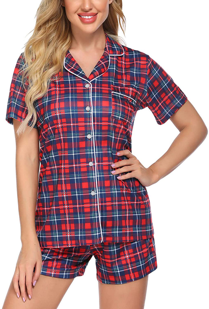 Ekouaer Pajamas Set Short Sleeve Sleepwear Womens Button Down Nightwear Soft Pj Lounge Sets XS-XXL Apparel & Accessories > Clothing > Sleepwear & Loungewear > Pajamas Ekouaer Pat-ydl2 Small 