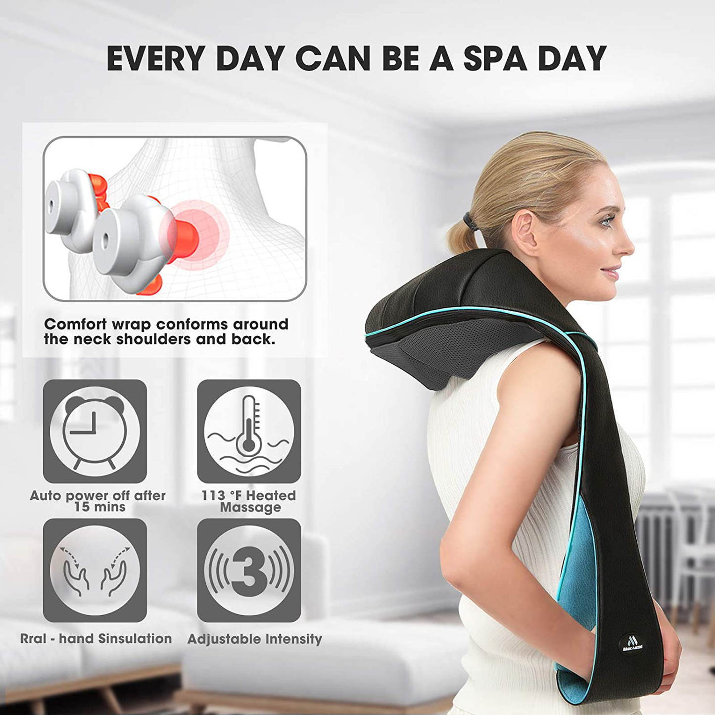 Back Neck Shoulder Massager with Heat - Deep Tissue Kneading Electric Back Massage for Neck, Back, Shoulder, Waist, Foot - Shiatsu Full Body Massage, Relax Gift for Her/Him/Friend/Dad/Mom Arts & Entertainment > Party & Celebration > Gift Giving MagicMakers   