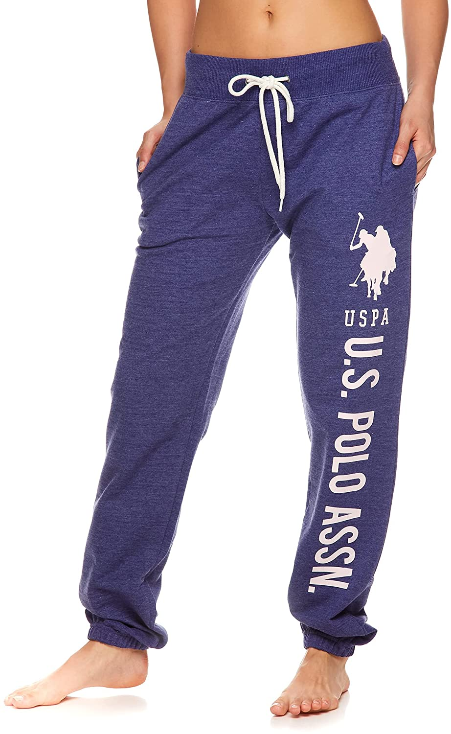 U.S. Polo Assn. Essentials Womens Sweatpants with Pockets - French Terry Jogger Sweats Apparel & Accessories > Clothing > Underwear & Socks > Underwear U.S. Polo Assn. Navy Heather4 Large 