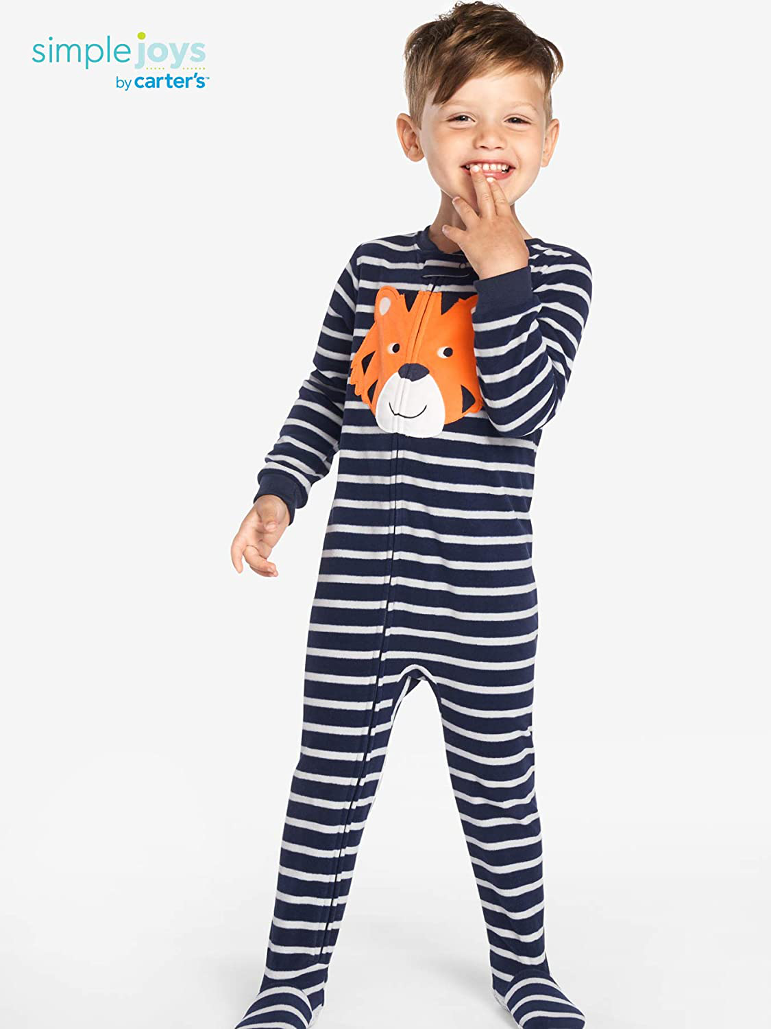 Simple Joys by Carter'S Toddler and Baby Boys' Loose Fit Fleece Footed Pajamas, Pack of 3 Apparel & Accessories > Clothing > Sleepwear & Loungewear > Pajamas Kylie Max   