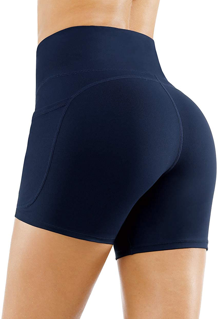 THE GYM PEOPLE High Waist Yoga Shorts for Women'S Tummy Control Fitness Athletic Workout Running Shorts with Deep Pockets Apparel & Accessories > Clothing > Shorts Kylie Max   