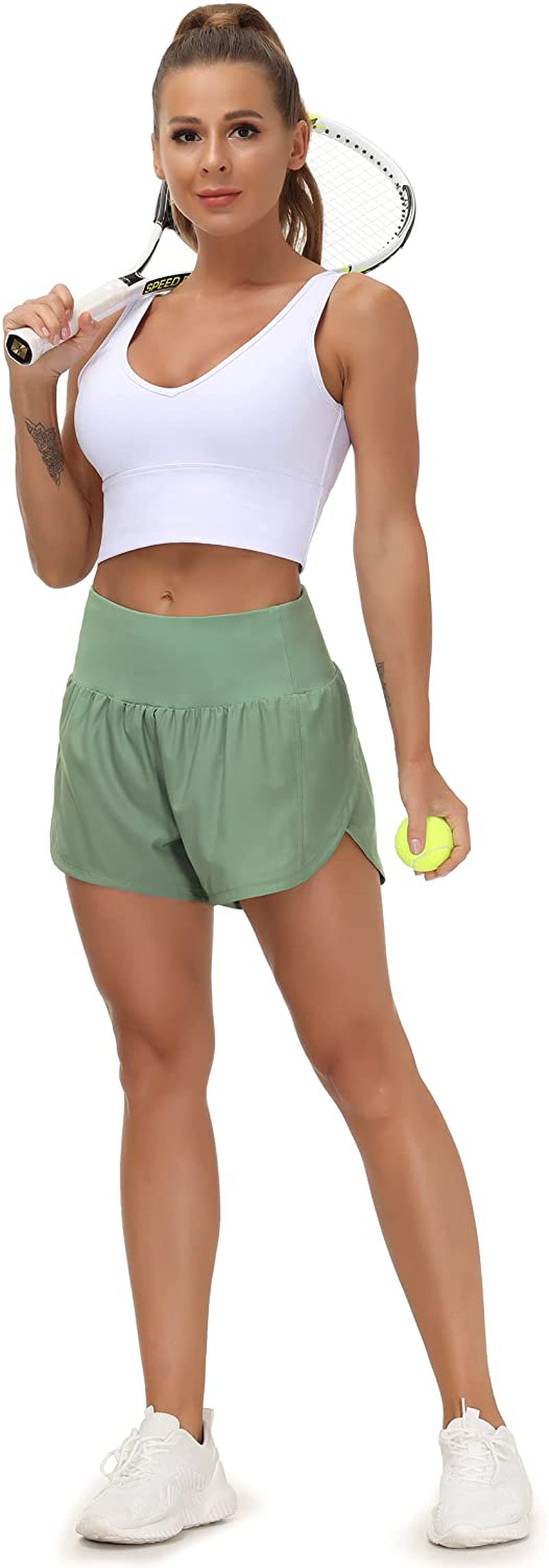 THE GYM PEOPLE Womens High Waisted Running Shorts Quick Dry Athletic Workout Shorts with Mesh Liner Zipper Pockets Apparel & Accessories > Clothing > Shorts Kylie Max   