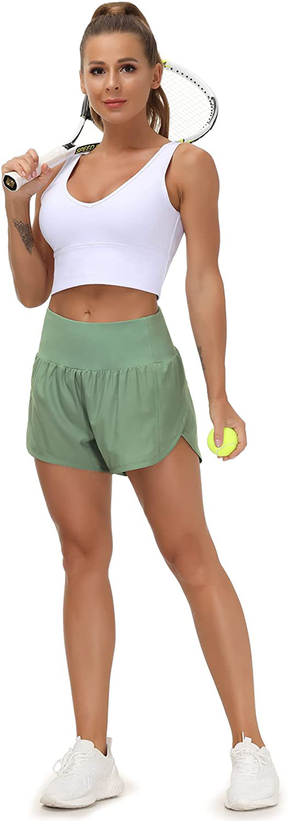 THE GYM PEOPLE Womens High Waisted Running Shorts Quick Dry Athletic Workout Shorts with Mesh Liner Zipper Pockets Apparel & Accessories > Clothing > Shorts Kylie Max   
