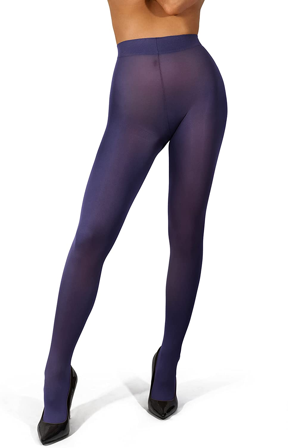 Sofsy Opaque Microfibre Tights for Women - Invisibly Reinforced - Footed Pantyhose High Waist for Women 40Den [Made in Italy] Apparel & Accessories > Clothing > Underwear & Socks > Shapewear KYLIE MAX Blue Medium 