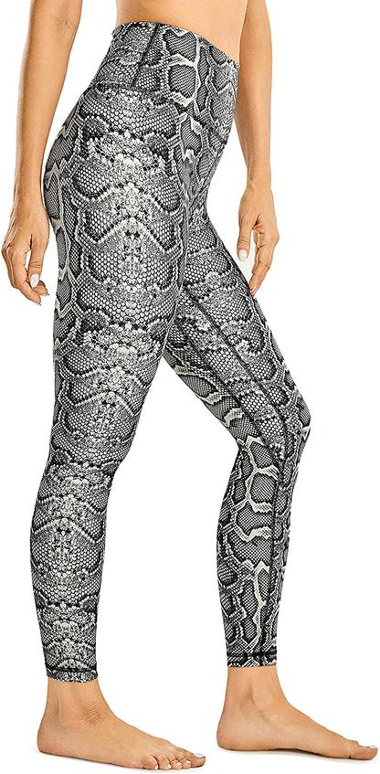 CRZ YOGA Women's Naked Feeling Yoga Pants 25 Inches - 7/8 High Waisted Workout Leggings Apparel & Accessories > Clothing > Activewear CRZ YOGA Pale Yellow Serpentine X-Small 