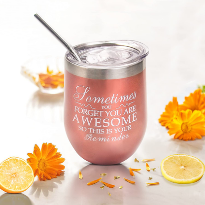 Wine Gifts for Women Wine Insulated Tumbler Birthday Gift for Wine Lover Christmas Gift Basket for Mom Wife Sister Girlfriend Bottle Opener/Stopper Loofah Sponge Rose Gold Arts & Entertainment > Party & Celebration > Gift Giving Psukhai   