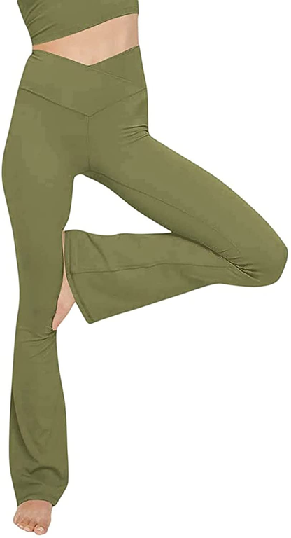 Burband Womens Bootcut Yoga Pants Tummy Control Non See through High Waisted Lounge Pants Bootleg Work Pants Dress Pants Apparel & Accessories > Clothing > Underwear & Socks > Shapewear Burband Green Small 