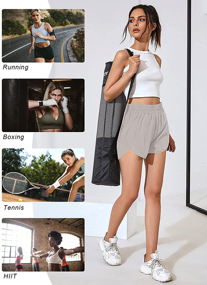 Blooming Jelly Womens High Waisted Running Shorts Athletic Workout Shorts Quick Dry Pants with Zipper Pocket Apparel & Accessories > Clothing > Shorts Kylie Max   