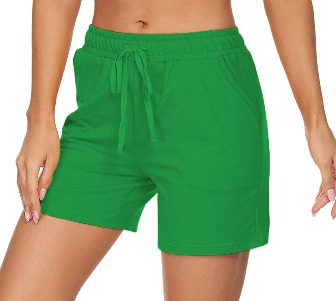 Tandisk Women'S 5" Casual Jersey Cotton Shorts Lounge Yoga Pajama Walking Shorts with Pockets Activewear Apparel & Accessories > Clothing > Shorts Kylie Max   