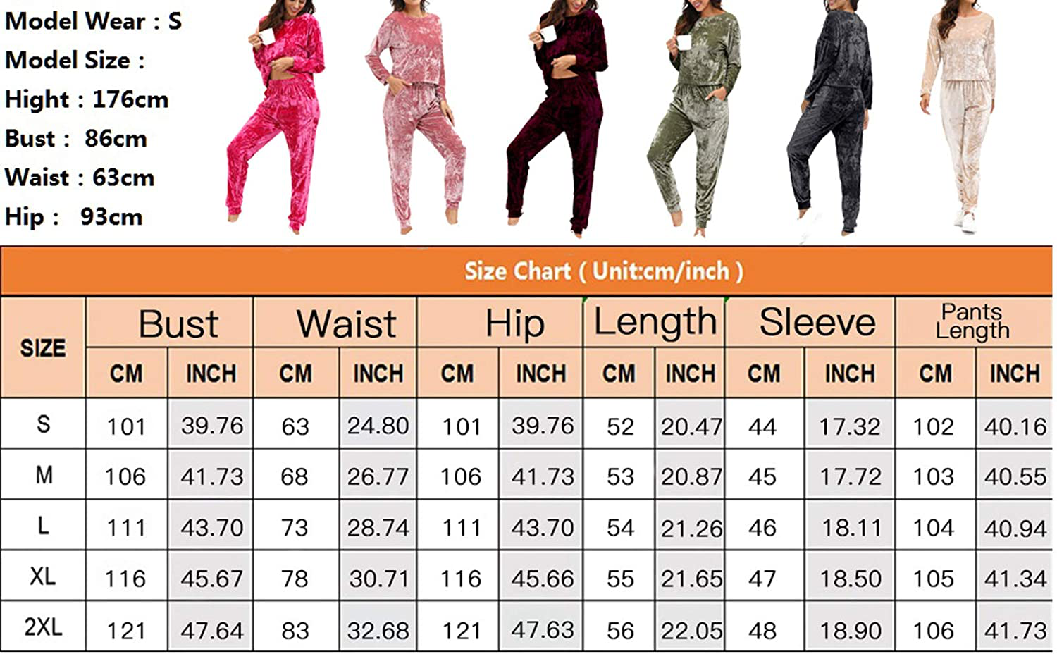 Velvet Lounge Set For Women - Wrinkle Solid Two Piece Loungewear Pajamas Tracksuit Sets Apparel & Accessories > Clothing > Sleepwear & Loungewear > Pajamas Lexiart   