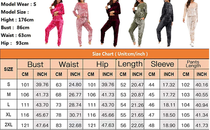 Velvet Lounge Set For Women - Wrinkle Solid Two Piece Loungewear Pajamas Tracksuit Sets Apparel & Accessories > Clothing > Sleepwear & Loungewear > Pajamas Lexiart   