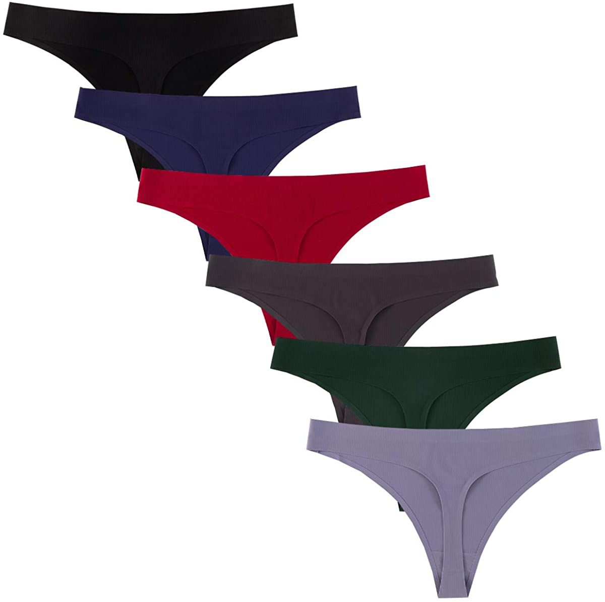 Closecret Lingerie Women 6 Pack Seamless Thongs Underwear Ice Silk Comfy G-string Panties Apparel & Accessories > Clothing > Underwear & Socks > Underwear Closecret Style 8 Small 
