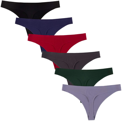 Closecret Lingerie Women 6 Pack Seamless Thongs Underwear Ice Silk Comfy G-string Panties Apparel & Accessories > Clothing > Underwear & Socks > Underwear Closecret Style 8 Small 