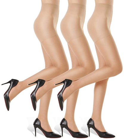G&Y 3 Pairs Women'S Sheer Tights - 20D Control Top Pantyhose with Reinforced Toes Apparel & Accessories > Clothing > Underwear & Socks > Shapewear G&Y Nude Medium 