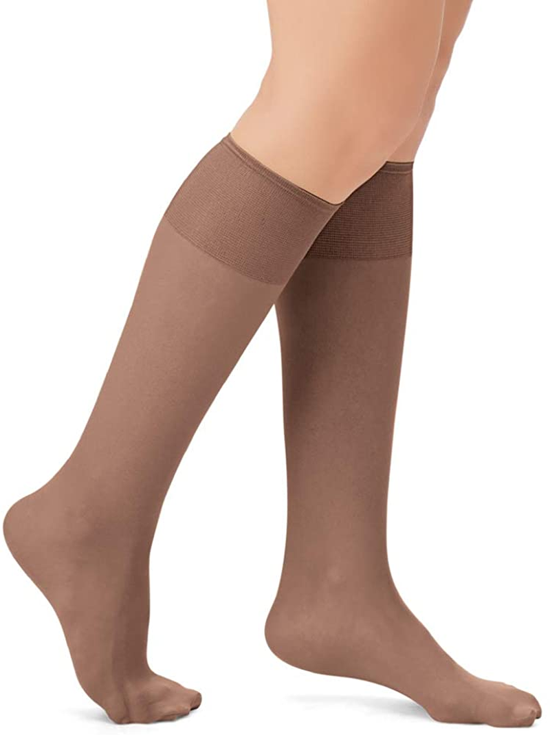 Sheer Non-Binding Non-Run Support Knee Hi Stocking Hosiery, 6 Pack Apparel & Accessories > Clothing > Underwear & Socks > Shapewear Collections Tan Queen 