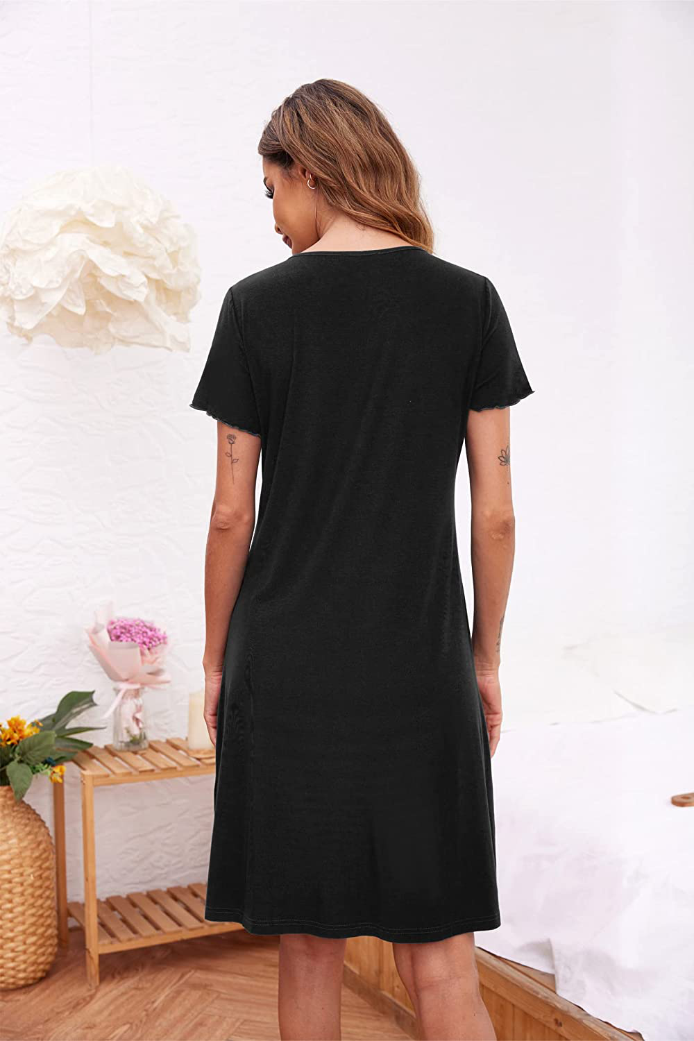 Ekouaer Women'S Nightshirt Short Sleeve Button down Nightgown V-Neck Sleepwear Pajama Dress Apparel & Accessories > Clothing > Sleepwear & Loungewear > Nightgowns Kylie Max   