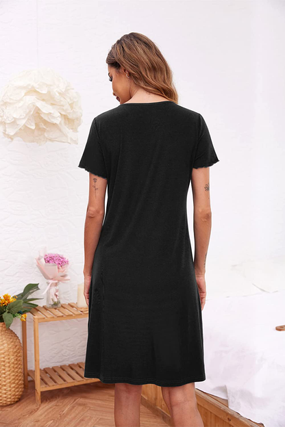 Ekouaer Women'S Nightshirt Short Sleeve Button down Nightgown V-Neck Sleepwear Pajama Dress Apparel & Accessories > Clothing > Sleepwear & Loungewear > Nightgowns Kylie Max   