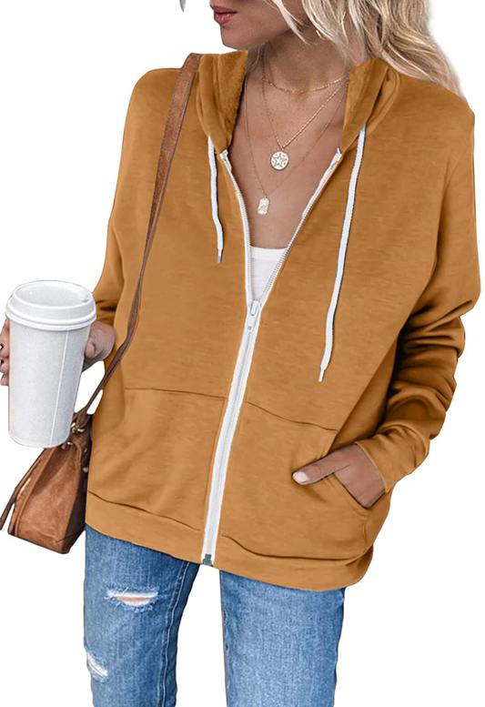 Dokotoo Women'S Full Zip up Hoodie Long Sleeve Hooded Sweatshirts Pockets Jacket Coat for Women Apparel & Accessories > Clothing > Activewear Kylie Max   