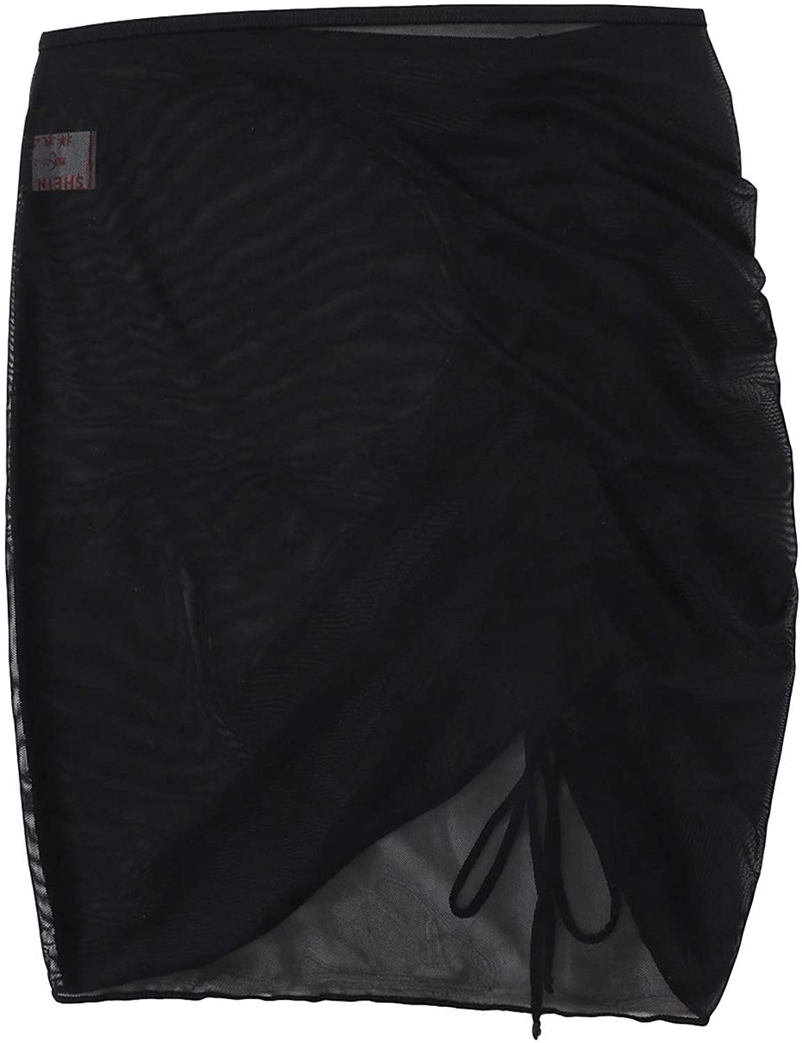 Shein Women'S Drawstring Ruched Short Bodycon Beach Skirt Mesh Swimsuit Cover Up Apparel & Accessories > Clothing > Swimwear Kylie Max   