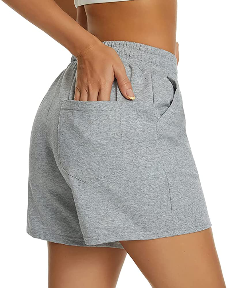Tandisk Women'S 5" Casual Jersey Cotton Shorts Lounge Yoga Pajama Walking Shorts with Pockets Activewear Apparel & Accessories > Clothing > Shorts Kylie Max   