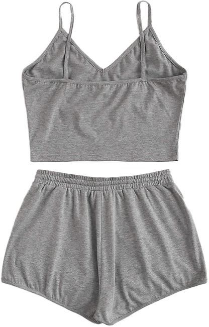 Sweatyrocks Women'S Suit Two Piece Outfits Sleeveless Crop Cami Top and Shorts Set Apparel & Accessories > Clothing > Sleepwear & Loungewear Kylie Max   