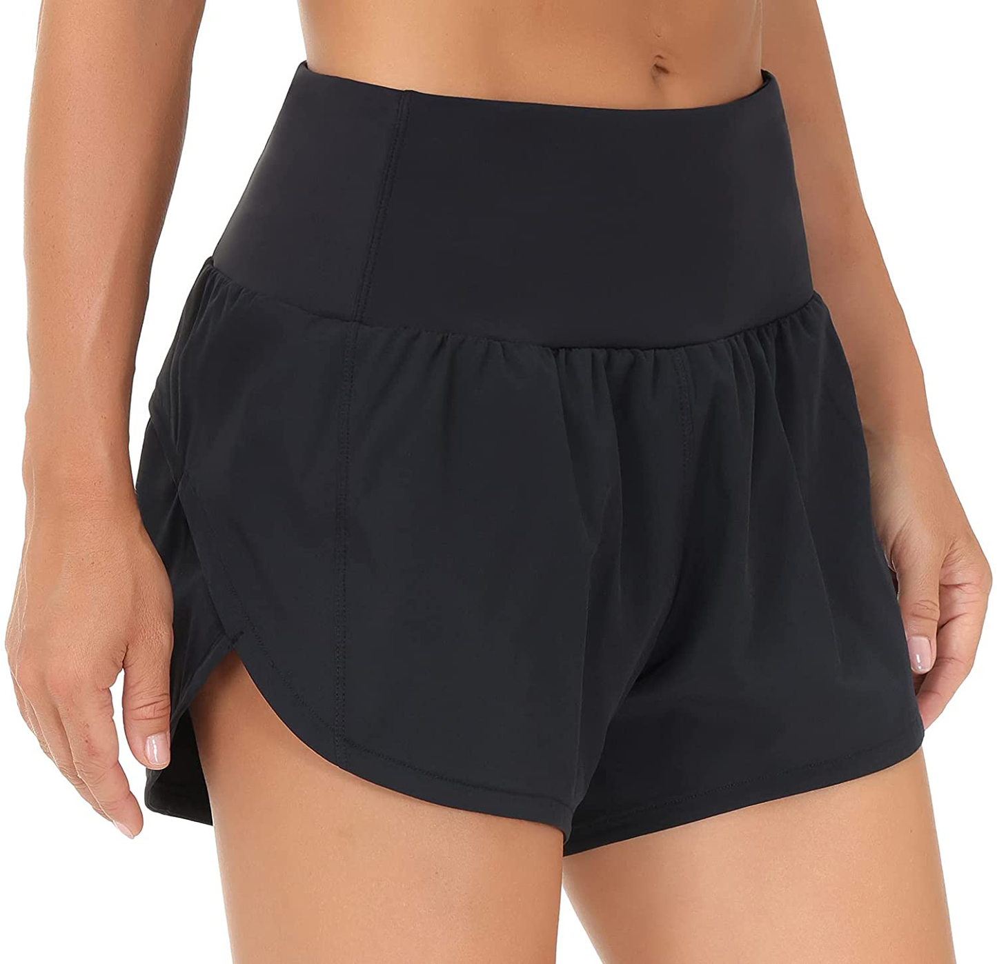 THE GYM PEOPLE Womens High Waisted Running Shorts Quick Dry Athletic Workout Shorts with Mesh Liner Zipper Pockets Apparel & Accessories > Clothing > Shorts Kylie Max   