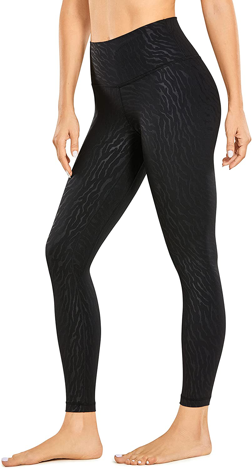 CRZ YOGA Women's Naked Feeling Yoga Pants 25 Inches - 7/8 High Waisted Workout Leggings Apparel & Accessories > Clothing > Activewear CRZ YOGA Zebra Stripes - Black X-Small 