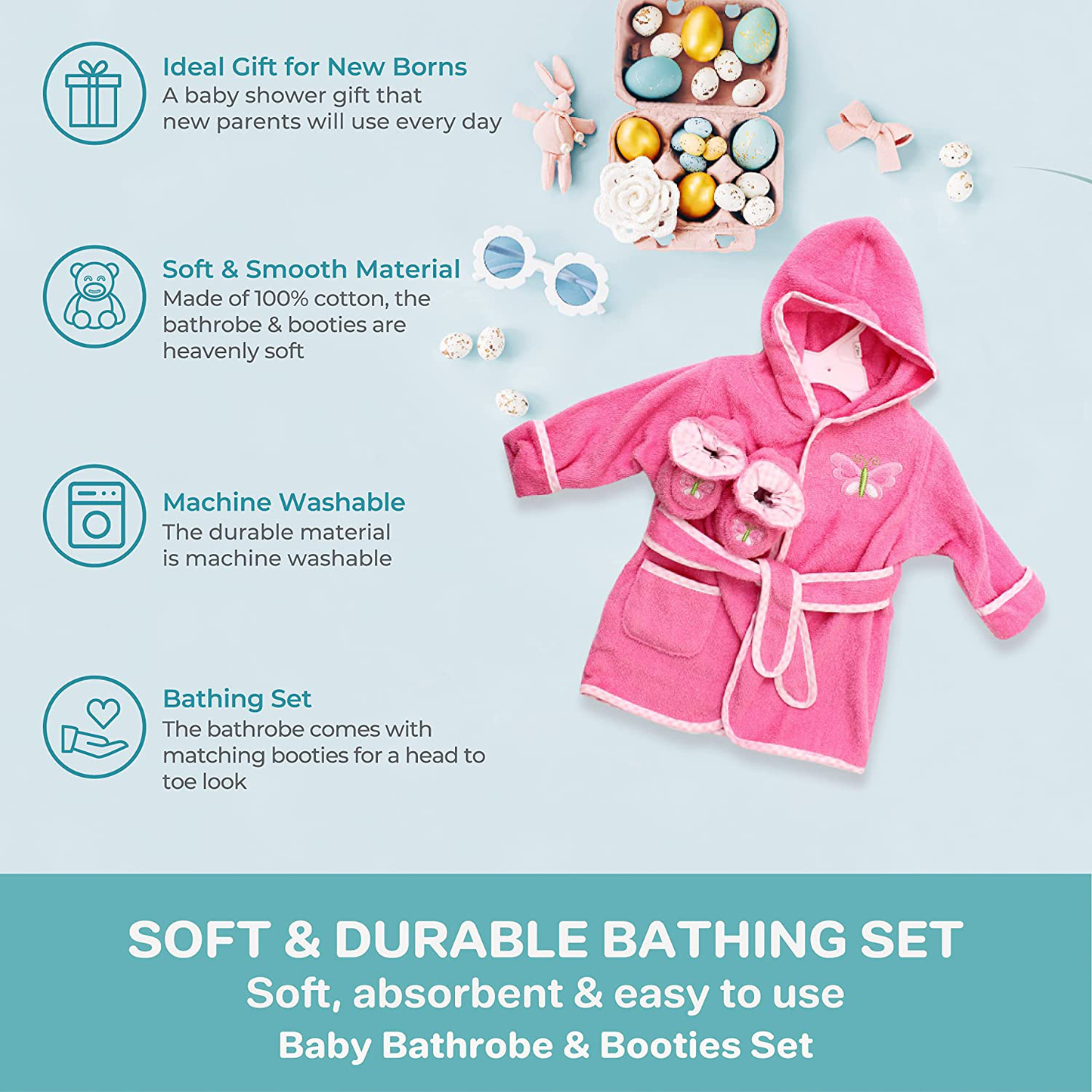 Spasilk 100% Cotton Hooded Terry Bathrobe with Booties — Baby Girl Gifts — Baby Boy Gifts — 0-9 Months — Shower Gift Apparel & Accessories > Clothing > Sleepwear & Loungewear > Robes Kylie Max   