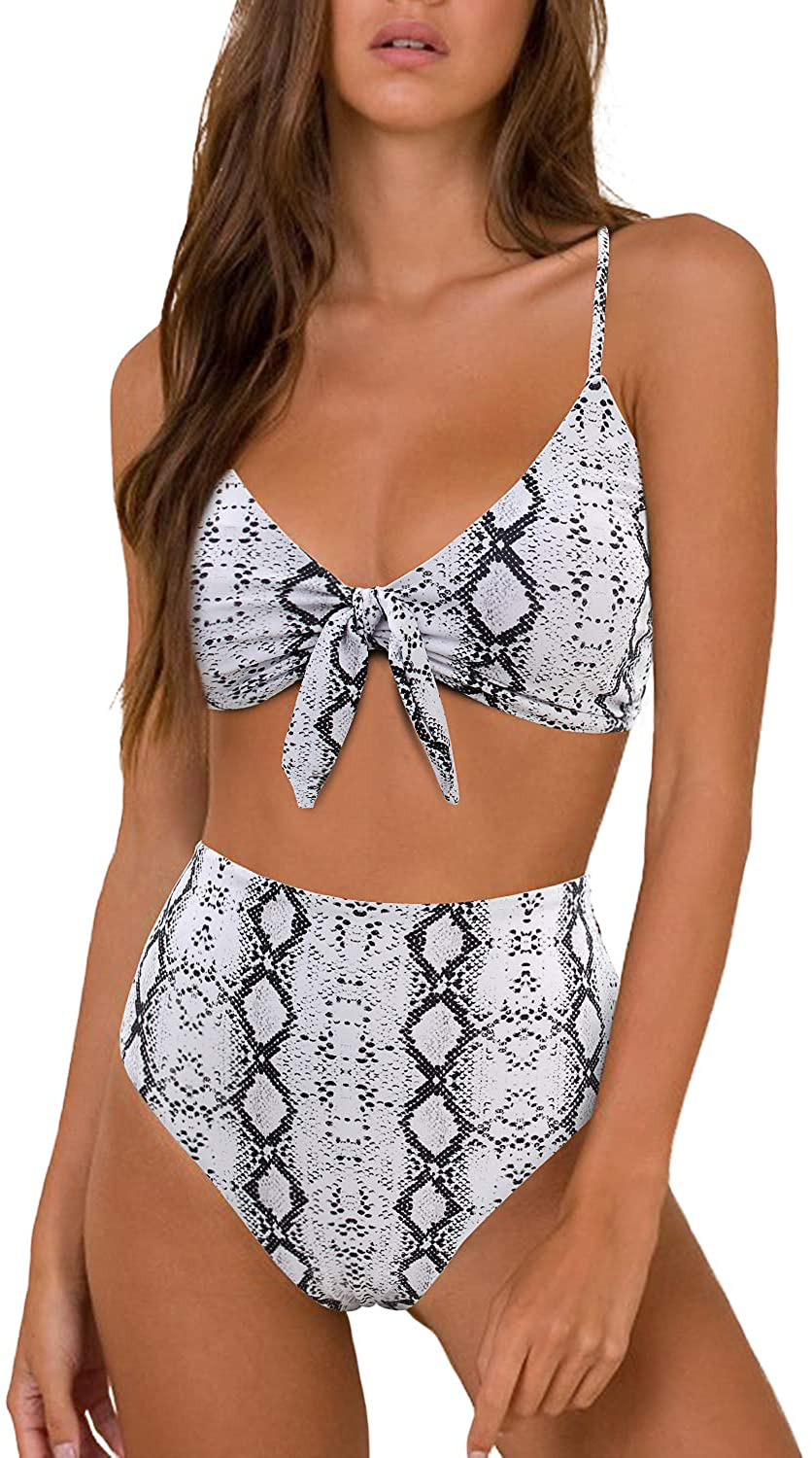 Blooming Jelly Womens High Waisted Bikini Set Tie Knot High Rise Two Piece Swimsuits Bathing Suits Apparel & Accessories > Clothing > Swimwear Blooming Jelly   