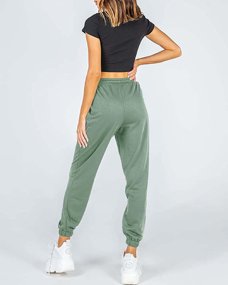 Ezymall Womens Sweatpants Comfy High Waisted Workout Athletic Lounge Joggers Pants with Pockets Apparel & Accessories > Clothing > Activewear Kylie Max   