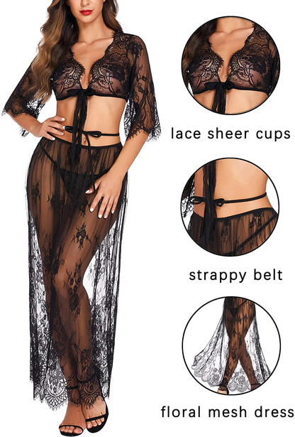 Avidlove Lingerie Set for Women Lace Babydoll Sexy Chemise See through Lingerie with Long Skirt Apparel & Accessories > Clothing > Underwear & Socks > Lingerie Kylie Max   