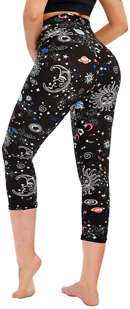 GAYHAY High Waisted Capri Leggings for Women - Soft Slim Tummy Control - Exercise Pants for Running Cycling Yoga Workout Apparel & Accessories > Clothing > Activewear Gayhay Milky Way Galaxy Small-Medium 