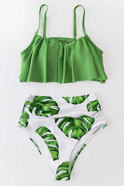 CUPSHE Women's High Waisted Falbala Bikini Set Apparel & Accessories > Clothing > Swimwear KYLIE MAX   