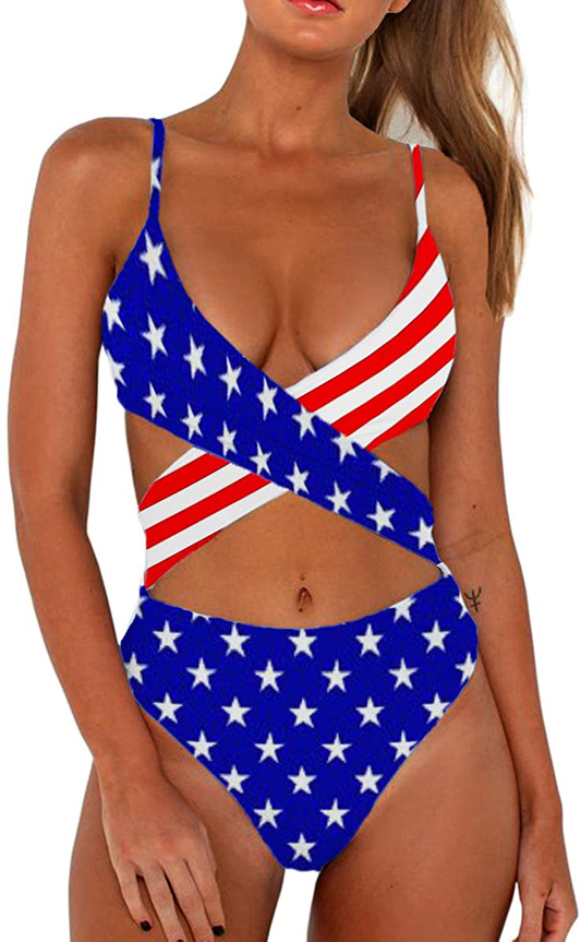 CHYRII Women'S Sexy Criss Cross High Waisted Cut Out One Piece Monokini Swimsuit Apparel & Accessories > Clothing > Swimwear Kylie Max   