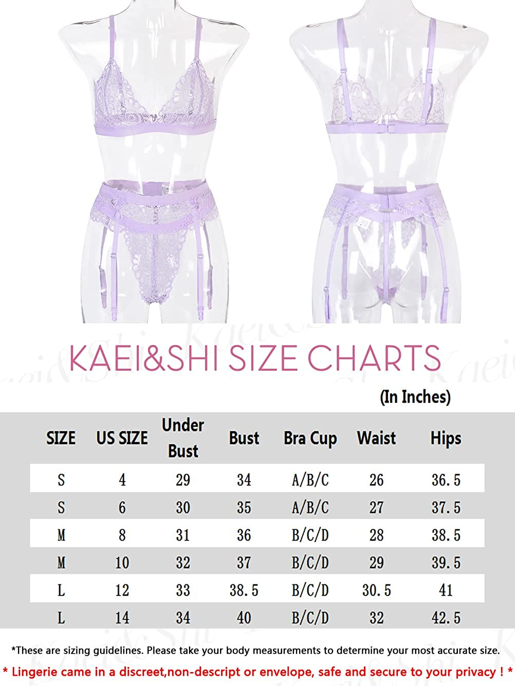 Kaei&Shi Floral Lace Sheer,Triangle Bralette,High Cut G-String,Garter Lingerie for Women Apparel & Accessories > Clothing > Underwear & Socks > Lingerie Kaei&Shi   